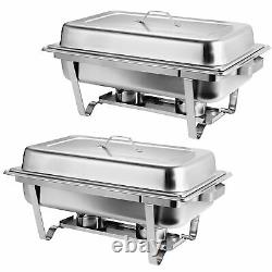 2 Pack Stainless Steel Chafing Dish Buffet Trays Chafer With Warmer 8 Quart