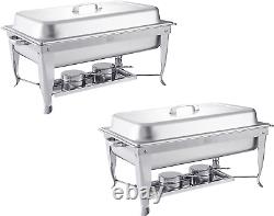 2 Packs 8 Quart Stainless Steel Chafing Dish Buffet Trays Chafer Warmer