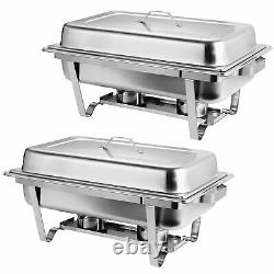 2 Packs 8 Quart Stainless Steel Chafing Dish Buffet Trays Chafer With Warmer