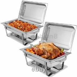 2 Packs 9 Quart Stainless Steel Chafing Dish Buffet Trays Chafer With Warmer