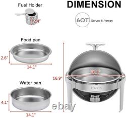 2 Packs Catering Stainless Steel Chafer Chafing Dish Buffet Set Roll Top 6 Quart