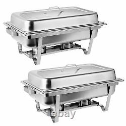 2 Packs Chafing Dish 8 Quart Stainless Steel Rectangular Chafer Full Size Buffet