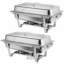 2 Packs Chafing Dish 8 Quart Stainless Steel Rectangular Chafer Full Size Buffet