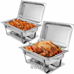 2 Packs Chafing Dish 9 Quart Stainless Steel Rectangular Chafer Full Size Buffet