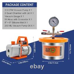 2 Quart Stainless Steel Vacuum Chamber with Pump for Resin and Epoxy Degassing