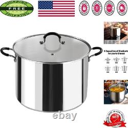 20 Quart Professional Stainless Steel Stockpot with Stay-Cool Handles Silver