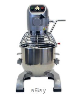 20 Quart Qt Bakery Pizza Dough Mixer Stainless Steel Bowl Hook Paddle & Whip 21