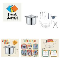 20 Quart Stainless Steel Canning Pot Set Complete 8 Pieces, Induction Ready