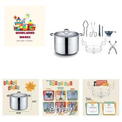 20 Quart Stainless Steel Canning Pot Set. Includes Canning Rack, Tongs, Jar L