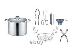 20 Quart Stainless Steel Canning Pot Set. Includes Canning Rack, Tongs, Jar L