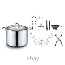 20 Quart Stainless Steel Canning Pot Set. Includes Canning Rack, Tongs, Jar L