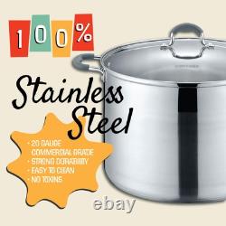 20 Quart Stainless Steel Canning Pot Set. Includes Canning Rack, Tongs, Jar L
