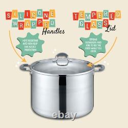20 Quart Stainless Steel Canning Pot Set. Includes Canning Rack, Tongs, Jar L