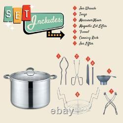 20 Quart Stainless Steel Canning Pot Set. Includes Canning Rack, Tongs, Jar L
