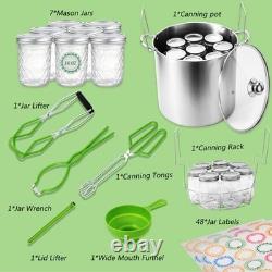 20 Quart Stainless Steel Canning Pot with Rack, Jars, Lifter Tongs & Pickling Ki