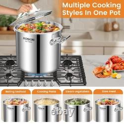 20 Quart Stainless Steel Stock Pot With Lid, Large Induction Soup Pot with Ste