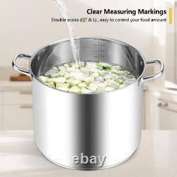 20 Quart Stainless Steel Stock Pot with Lid, Heavy Duty Induction Cookware, Cann