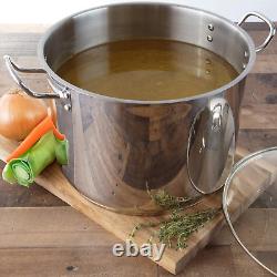 20 Quart Stock Pot with Lid 18/10 Professional Grade Tri-Ply Stainless Steel S