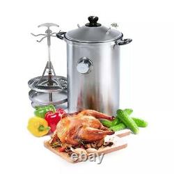 21 Quart Indoor Kitchen Smoker BBQ Stainless Steel for All Stove types HANHI