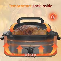 24 Quart Stainless Steel Electric Turkey Roaster Oven with Visible Lid Silver