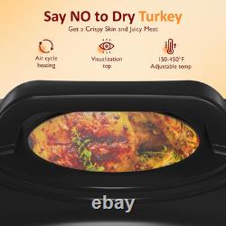 24 Quart Stainless Steel Electric Turkey Roaster Oven with Visible Lid Silver