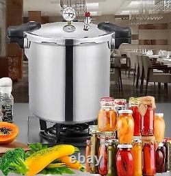 25 Quart Stainless Steel Pressure Canner with Multi-Functional Safety Lock