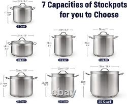 2616 Standard Professional Grade Lid 30 Quart Stainless Steel Stockpot, Silver