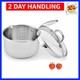 3.5 Quart Stainless Steel Pot Saucepan With Glass Strainer Lid, Sauce Pot Wit