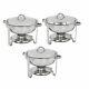 3-pack Round Chafing Dish Buffet Chafer Warmer Set Withlid 5 Quart, Stainless Steel