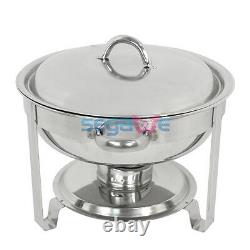 3 Pack Round Chafing Dish Stainless Steel Full Size Tray Buffet Catering 5 Quart