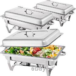 3 Packs 9.5 Quart Stainless Steel Chafing Dishes Rectangular Chafer Set