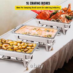 3 Packs 9.5 Quart Stainless Steel Chafing Dishes Rectangular Chafer Set