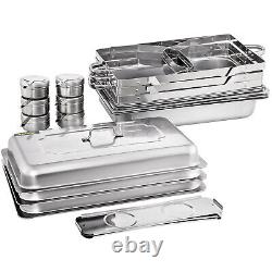 3 Packs 9.5 Quart Stainless Steel Chafing Dishes Rectangular Chafer Set