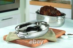 3-Ply Oval Roasting Pan, 8.5 Quart, Stainless Steel Kitchen Cookware with Met