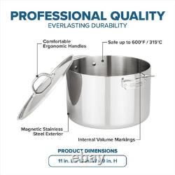 3-Ply Stainless Steel Stock Pot, 12 Quart Soup Cooking Pot with Lid, Kitchen