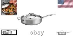 3-Quart Stainless Steel Saute Pan with Lid, Tri-Ply, NSF Certified