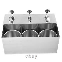 3 buckets 11 Quart Stainless Steel Condiment Pump Station Sauce Dispenser Pump