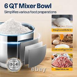 3 in 1 Multifunctional Stand Mixer with 6 Quart Stainless Steel Bowl, 650W 6Speed