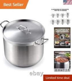 30 Quart Professional Grade Stainless Steel Stockpot with Lid Induction Ready