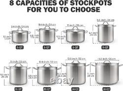 30 Quart Professional Grade Stainless Steel Stockpot with Lid Induction Ready