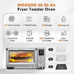 30-Quart Stainless Steel Air Fryer Oven with Knob Control