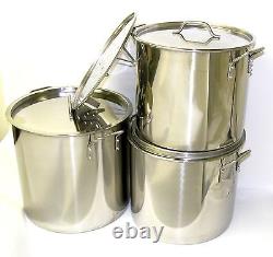 32 40 52 QT Quart Stainless Steel Stock Pot Steamer Brew Kettle withlid BA76-set3