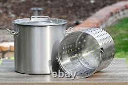32 Quart Stock Pot withStrainer Basket Food Grade 304 Commercial Stainless Steel