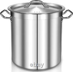 35 Quart Stainless Steel Cooking Pot Stock Pot with Lid Large Soup Pot for C