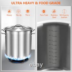 35 Quart Stainless Steel Cooking Pot Stock Pot with Lid Large Soup Pot for C