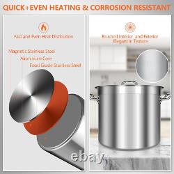 35 Quart Stainless Steel Cooking Pot Stock Pot with Lid Large Soup Pot for C