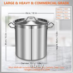 35 Quart Stainless Steel Cooking Pot Stock Pot with Lid Large Soup Pot for C