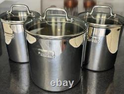 3All Clad Stainless Steel canisters Glass Lids TIGHT seal 3 4 5 Quart VGUC