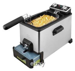 4.2 Quart Electric Deep Fryer Stainless Steel 1800w Oil Filtration Home Kitchen