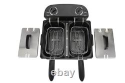 4 Liter / 4.2 Quart Stainless Steel Dual-Tank Electric Deep Fryer, 1800 W, Du